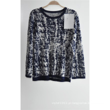 Ladies Patterned Pullover de manga comprida Sweater de malha